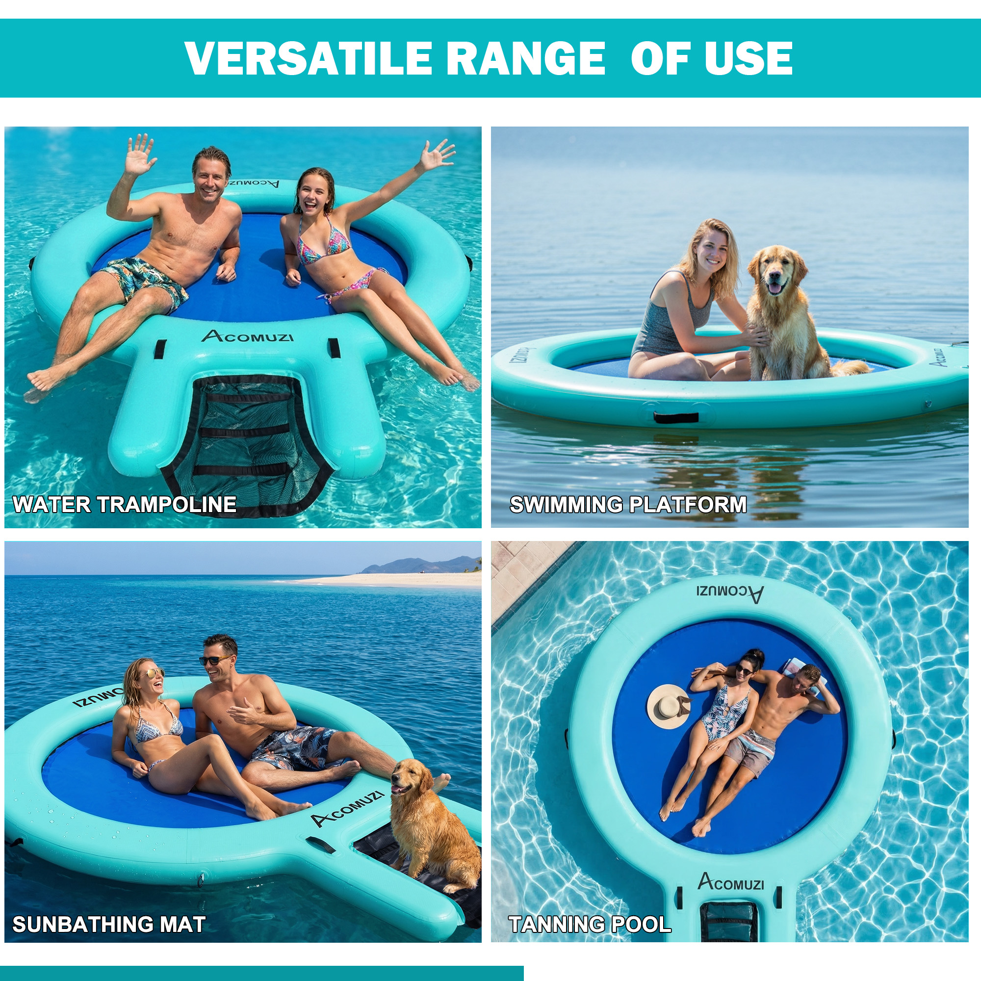 Water Hammock Inflatable Floating Dock, Round Floating Ring Lake Floats for Adults, Heavy Duty Pool — image 3